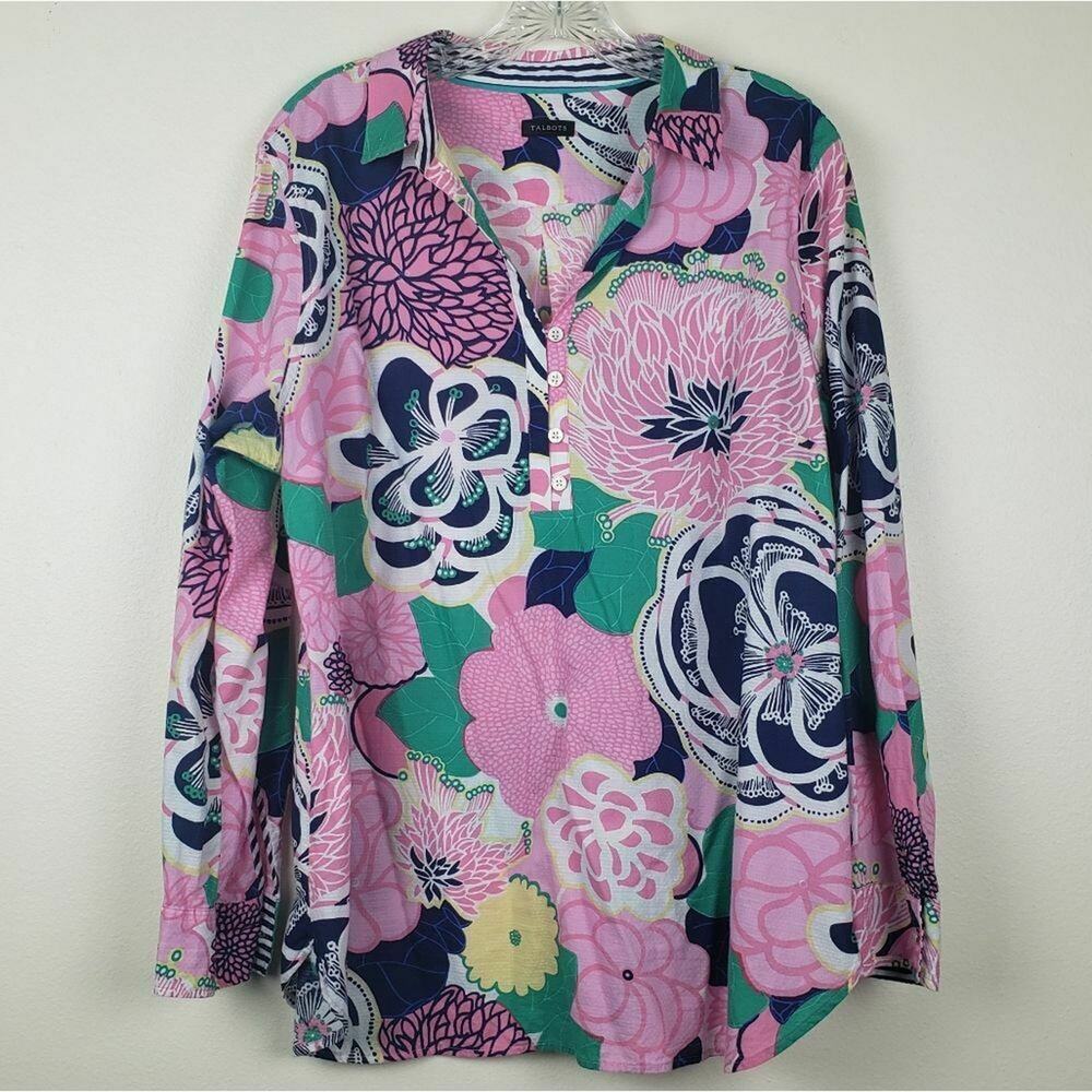 Talbots | Popover Pink Floral Tunic